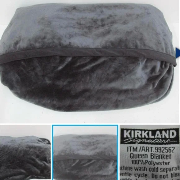 Kirkland Signature Queen Black fur Blanket Plush Bedding - Picture 2 of 3